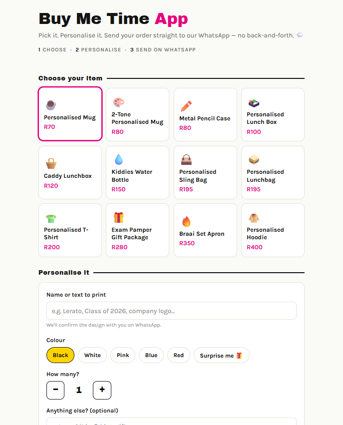 Buy Me Time — Personal Scheduling App