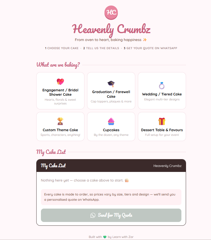 Heavenly Crumbz — Home Bakery